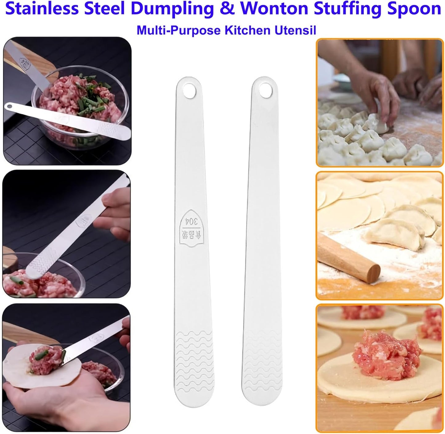 2PCS Stainless Steel Wonton Maker, Dumpling Press for Home Cooks | Empanada Maker Press, Steamed Buns Making Tools, Suitable for Stuffing, Dumplings, Stuffing Burritos, Ravioli, Gyoza