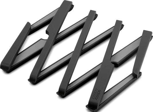 Stretch Folding Silicone Trivet for Hot Pots and Pans, Expanding Nonslip Stand, Heat Resistant mat for Kitchen Worktop - Black
