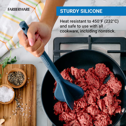 Meat Masher and Chopper Tool with 5 Beveled Blades - Ground Beef Chopper, Potato Masher, Batter Stirrer - Heat Resistant to 450 F, Dishwasher Safe