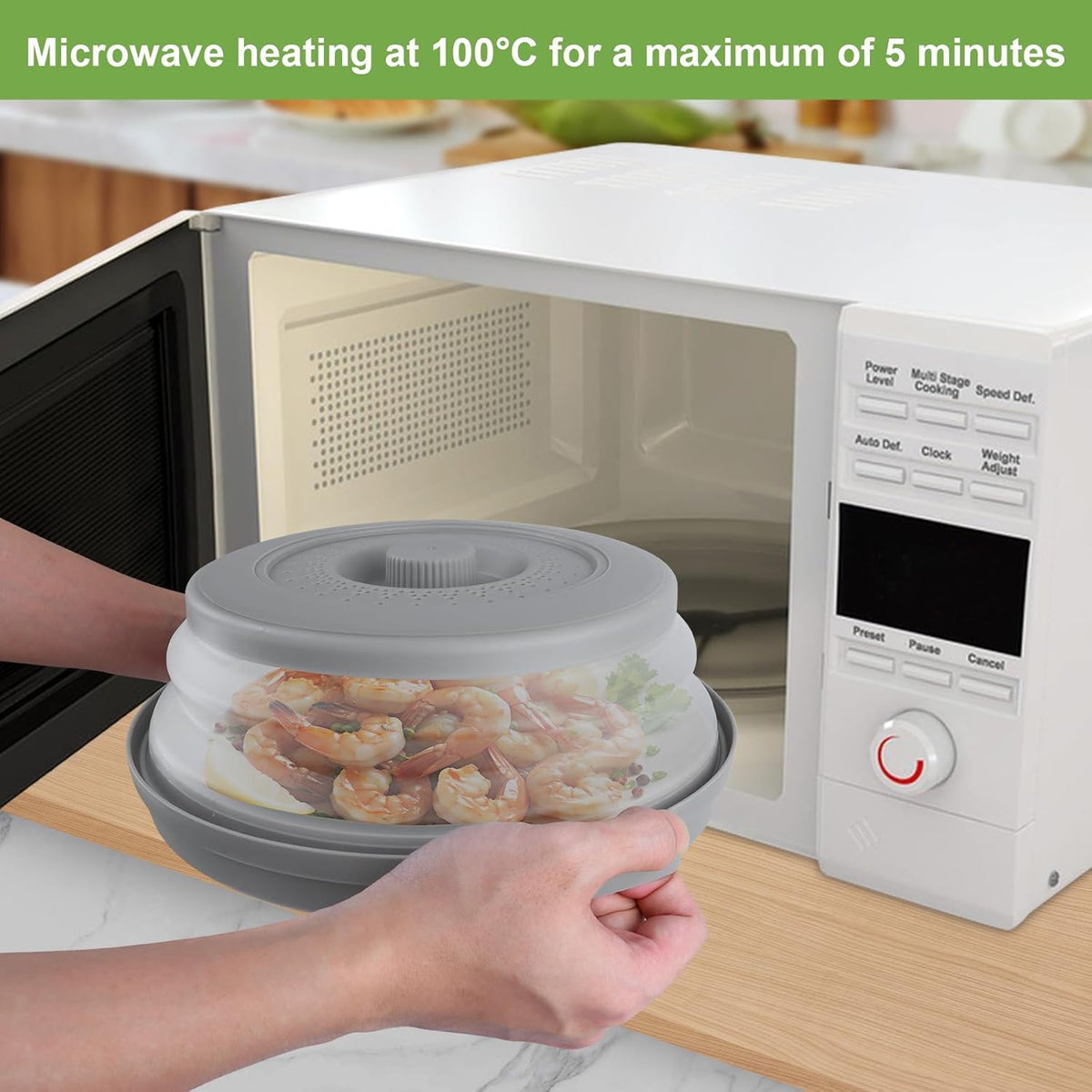 2-Pack Silicone Microwave Cover Splatter Guard with Draining Tray, 10.5 Inch Vented Avoid Scalding Collapsible Guard Lid for Food Cooking and Produce Washing, BPA-Free