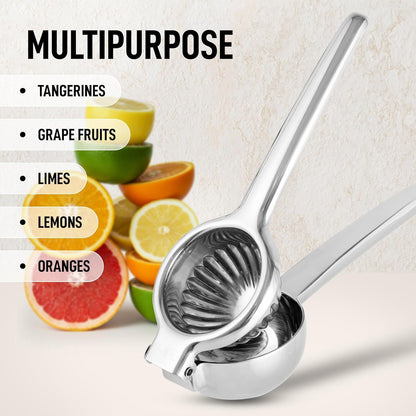 Lemon Squeezer Stainless Steel with Premium Quality Heavy Duty Solid Metal Squeezer Bowl - Large Manual Citrus Press Juicer and Lime Squeezer Stainless Steel