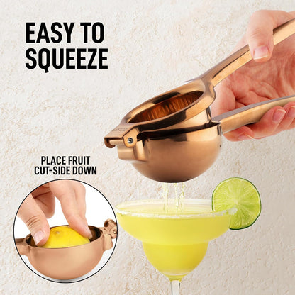 Lemon Squeezer Stainless Steel with Premium Quality Heavy Duty Solid Metal Squeezer Bowl - Large Manual Citrus Press Juicer and Lime Squeezer Stainless Steel