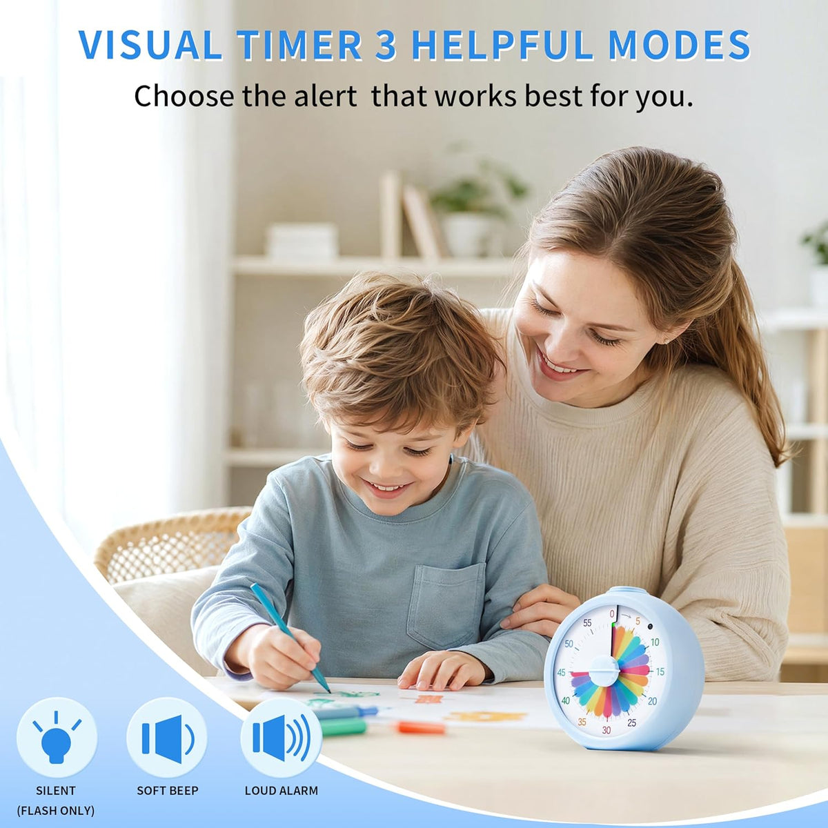 Visual Timer, 60-Minute Countdown Timer for Kids, Adults, Classroom & Home