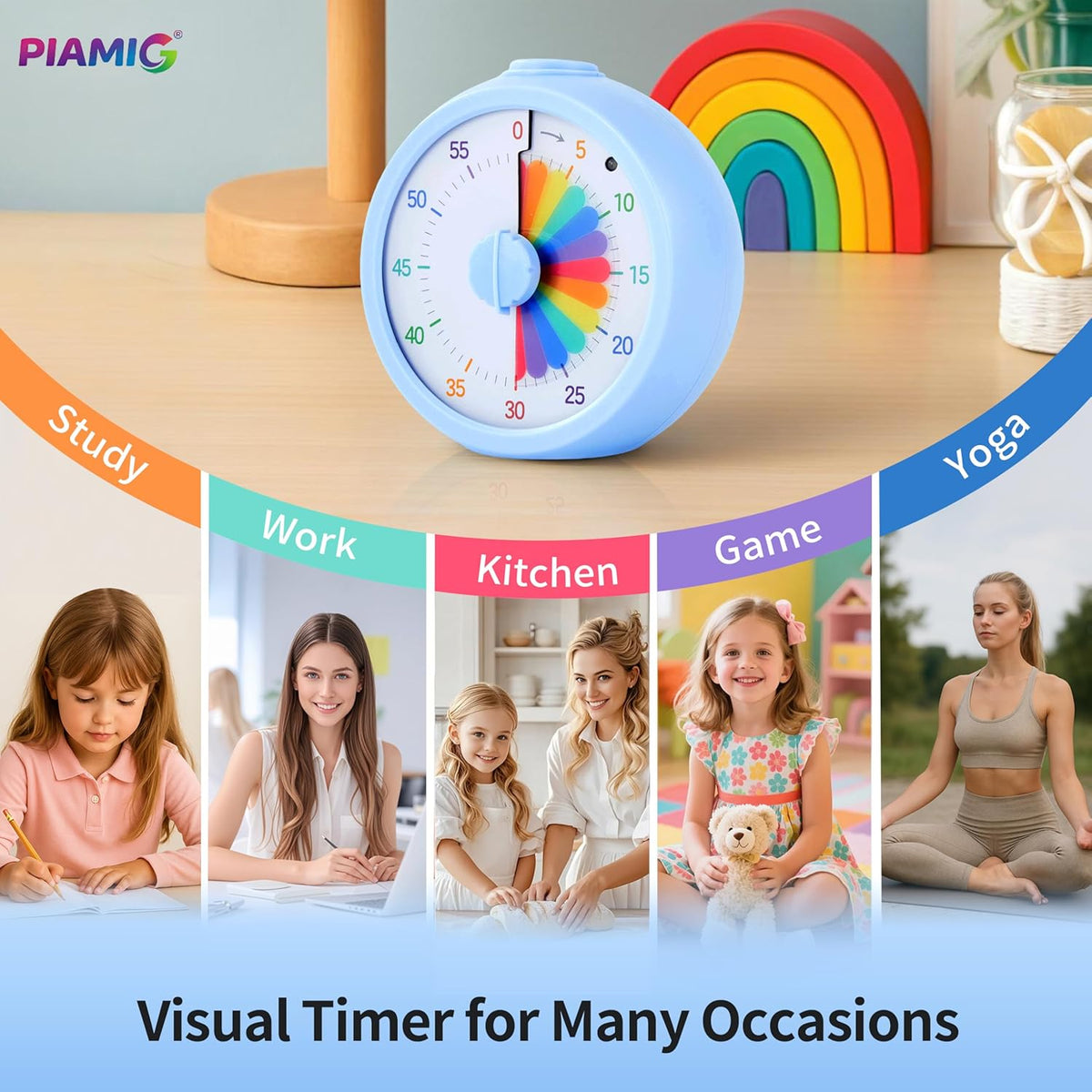 Visual Timer, 60-Minute Countdown Timer for Kids, Adults, Classroom & Home