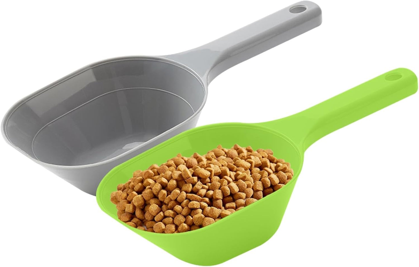 2PACK Dog-Cat Food-Scoop Measuring-Cup,1 Cup Capacity Versatile Plastic Pet Food Scoop with Measuring Lines 1 Cup and 1/2 Cup for Precise Portion Control (Grey and Green)