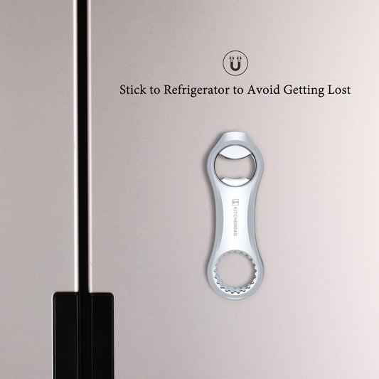 Magnetic Beer Bottle Opener for Refrigerator, Twist-off/Pry-off Opener, Pop-can Opener, Heavy Duty Steel Die-Cast Construction with Magnets, Stick to Fridge for Easy Storage, Gift for Men