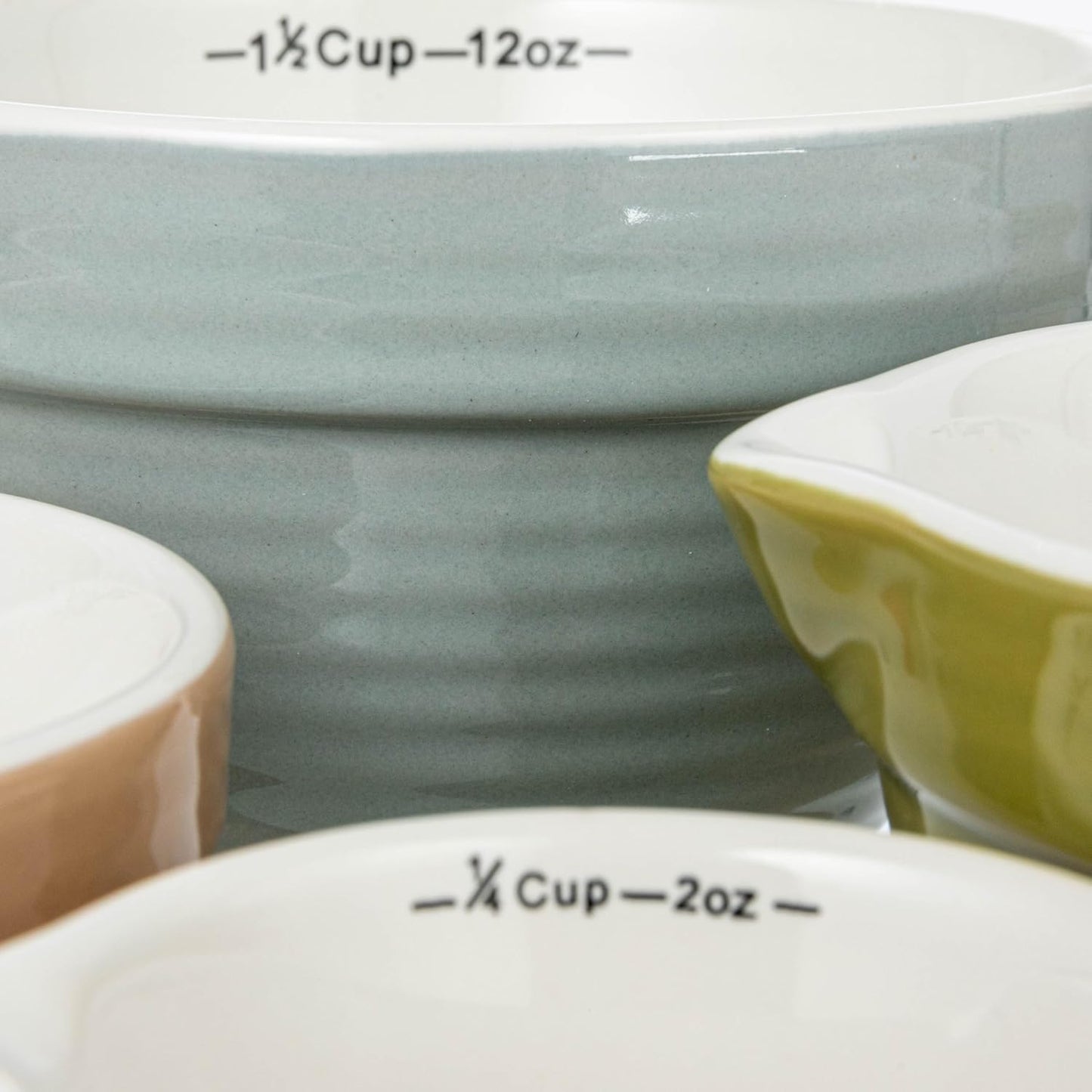 Stoneware Batter Bowl Measuring Cups, Set of 4 Sizes, Multicolor