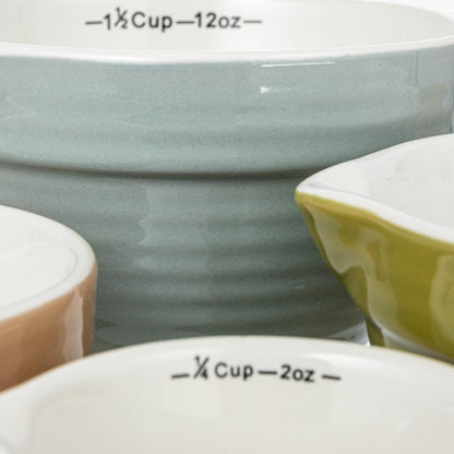 Stoneware Batter Bowl Measuring Cups, Set of 4 Sizes, Multicolor