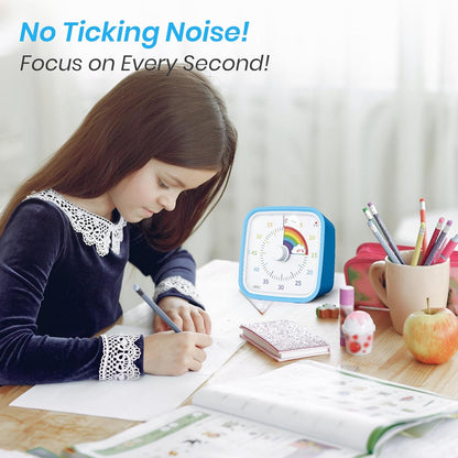Visual Timer with Protective Case, Rainbow Disk 60 Minute Countdown Timer for Kids and Adults, Silent Time Management Tool(Blue Rainbow)