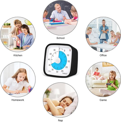 Visual Timer with Protective Case, Rainbow Disk 60 Minute Countdown Timer for Kids and Adults, Silent Time Management Tool(Blue Rainbow)