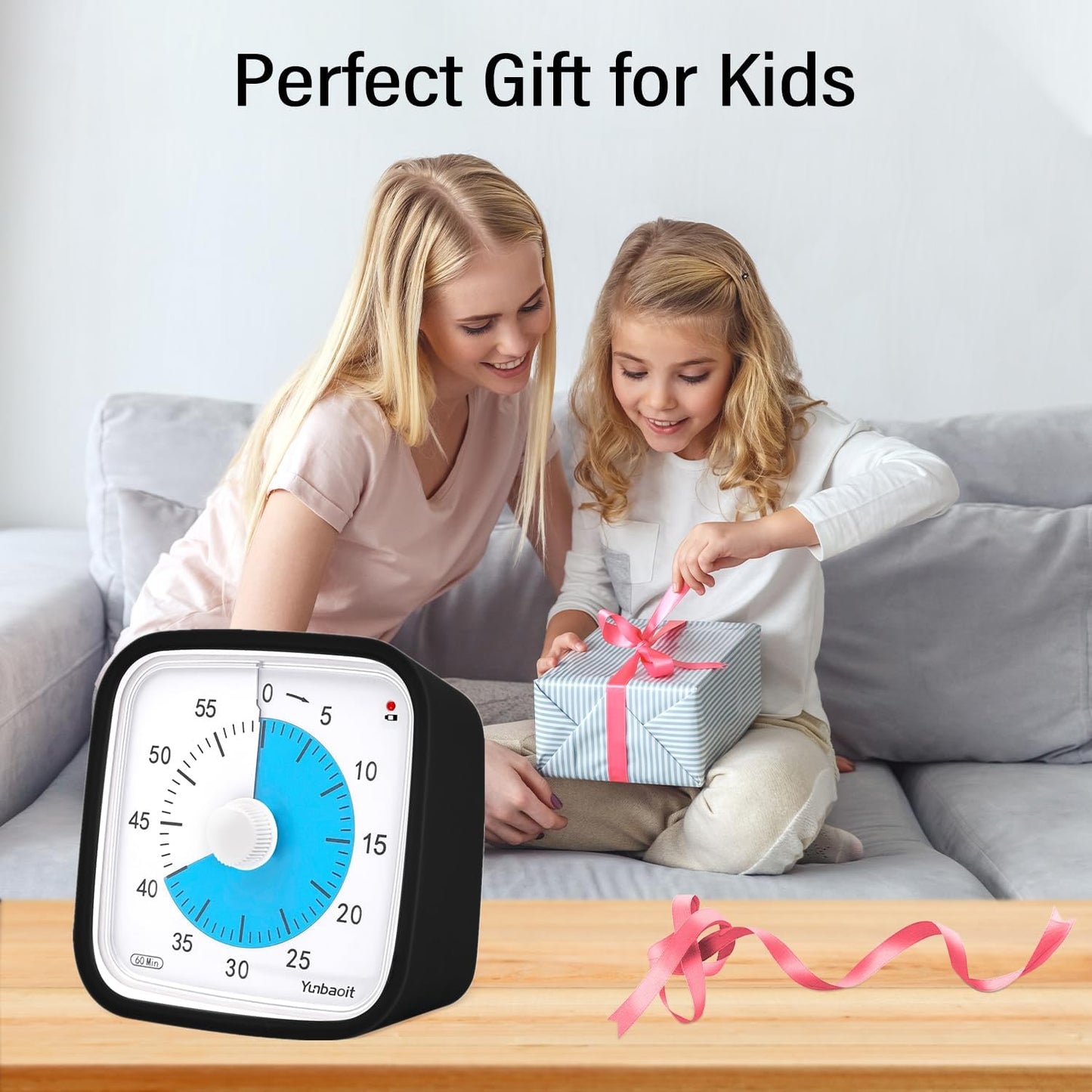 Visual Timer with Protective Case, Rainbow Disk 60 Minute Countdown Timer for Kids and Adults, Silent Time Management Tool(Blue Rainbow)