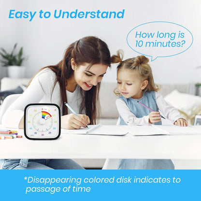Visual Timer with Protective Case, Rainbow Disk 60 Minute Countdown Timer for Kids and Adults, Silent Time Management Tool(Blue Rainbow)