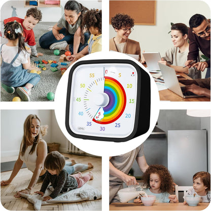 Visual Timer with Protective Case, Rainbow Disk 60 Minute Countdown Timer for Kids and Adults, Silent Time Management Tool(Blue Rainbow)