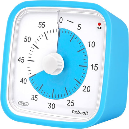 Visual Timer with Protective Case, Rainbow Disk 60 Minute Countdown Timer for Kids and Adults, Silent Time Management Tool(Blue Rainbow)