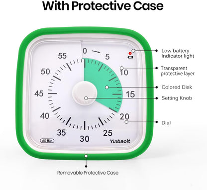 Visual Timer with Protective Case, Rainbow Disk 60 Minute Countdown Timer for Kids and Adults, Silent Time Management Tool(Blue Rainbow)