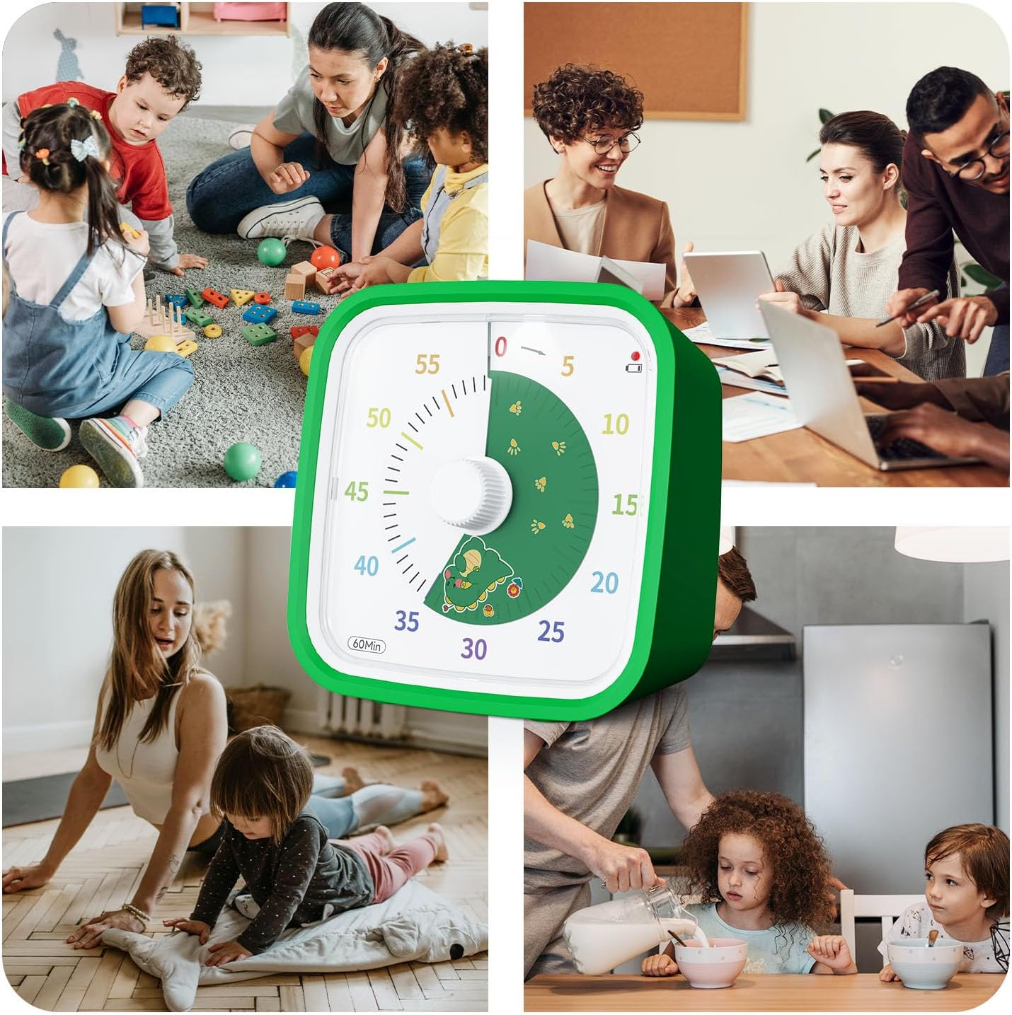 Visual Timer with Protective Case, Rainbow Disk 60 Minute Countdown Timer for Kids and Adults, Silent Time Management Tool(Blue Rainbow)