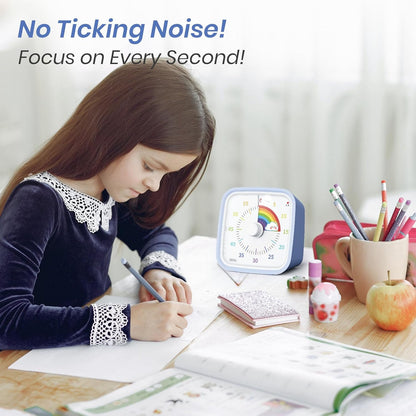 Visual Timer with Protective Case, Rainbow Disk 60 Minute Countdown Timer for Kids and Adults, Silent Time Management Tool(Blue Rainbow)