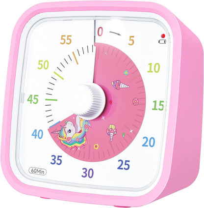 Visual Timer with Protective Case, Rainbow Disk 60 Minute Countdown Timer for Kids and Adults, Silent Time Management Tool(Blue Rainbow)