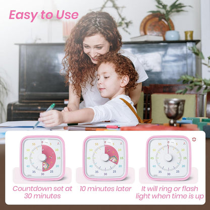 Visual Timer with Protective Case, Rainbow Disk 60 Minute Countdown Timer for Kids and Adults, Silent Time Management Tool(Blue Rainbow)
