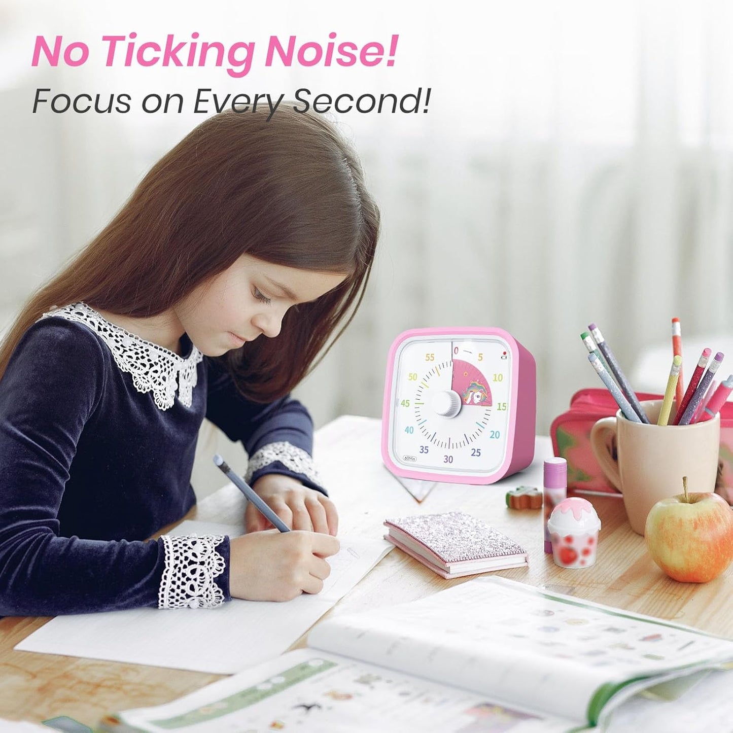 Visual Timer with Protective Case, Rainbow Disk 60 Minute Countdown Timer for Kids and Adults, Silent Time Management Tool(Blue Rainbow)