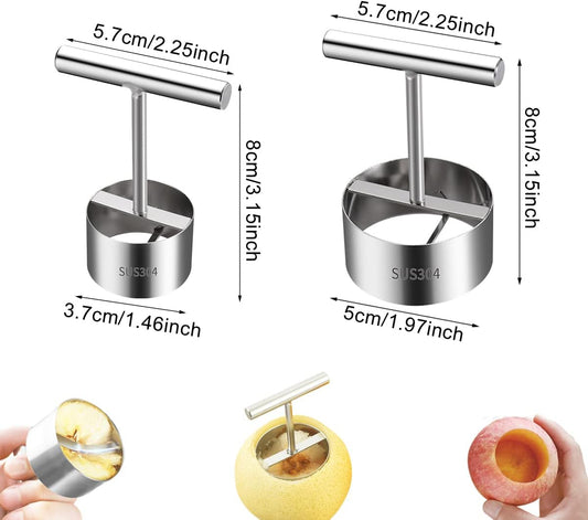 Vegetable & Fruit Corer, Veggie Corer Drill Fruit Core Remover Kitchen Tool, 2 Sizes Veggie Drill for Coring and Hollowing Out Zucchini, Pumpkin, Potatoes, Carrot, Apple, Pear, Tomato