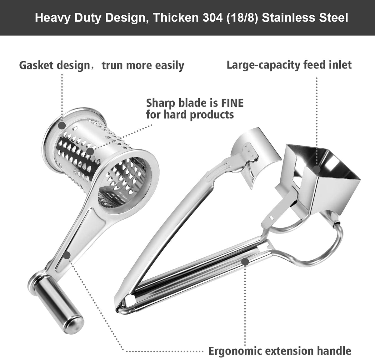TONMA Multipurpose Rotary Cheese Grater Hand Crank