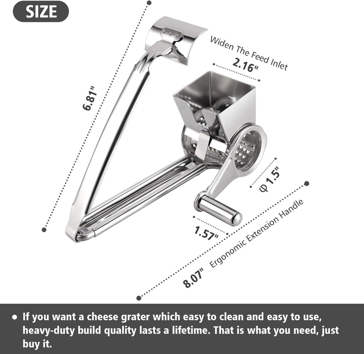 TONMA Multipurpose Rotary Cheese Grater Hand Crank