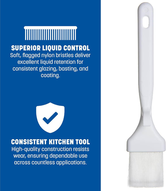 SPARTA Meteor Basting Brush, Nylon Bristle Pastry Brush for Cooking and Baking, 2" Wide, 1 Count, White