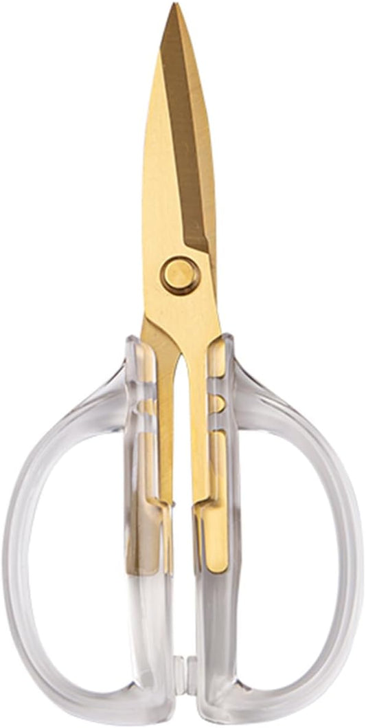Kitchen Shears Scissors, 7.7inch Gold Titanium Plated Scissor-Meat and Poultry Shears, Dishwasher Safe, Acrylic Handel All Purpose Stainless Steel Utility Scissor - Diamond Clear