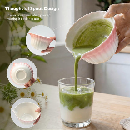Matcha Set, 5Pcs Ceramic Matcha Set including Daisy Matcha Bowl and Mushroom Whisk Holder, Bamboo Whisk, Scoop, Sifter - Thoughtful Matcha Whisk Set Gift for Matcha Lovers, Blue