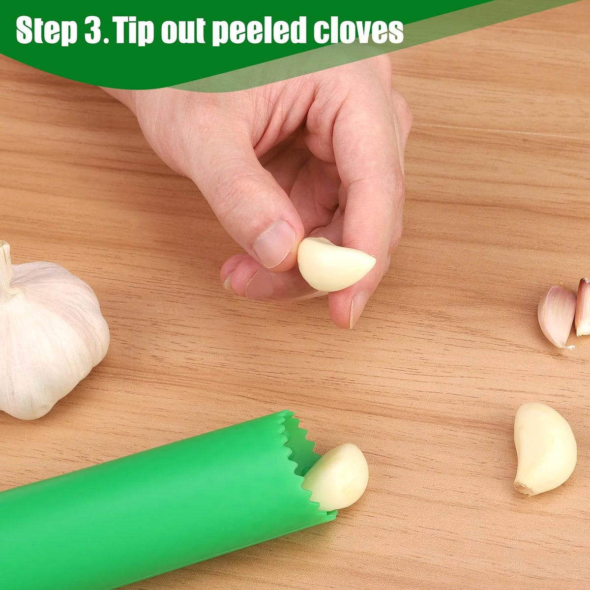 Sinnsally Garlic Peeler Skin Remover Roller Keeper,Easy Quick to Peeled Garlic Cloves with Silicone Tube Roller Garlic Peeling Kitchen Tool(3 Colors)