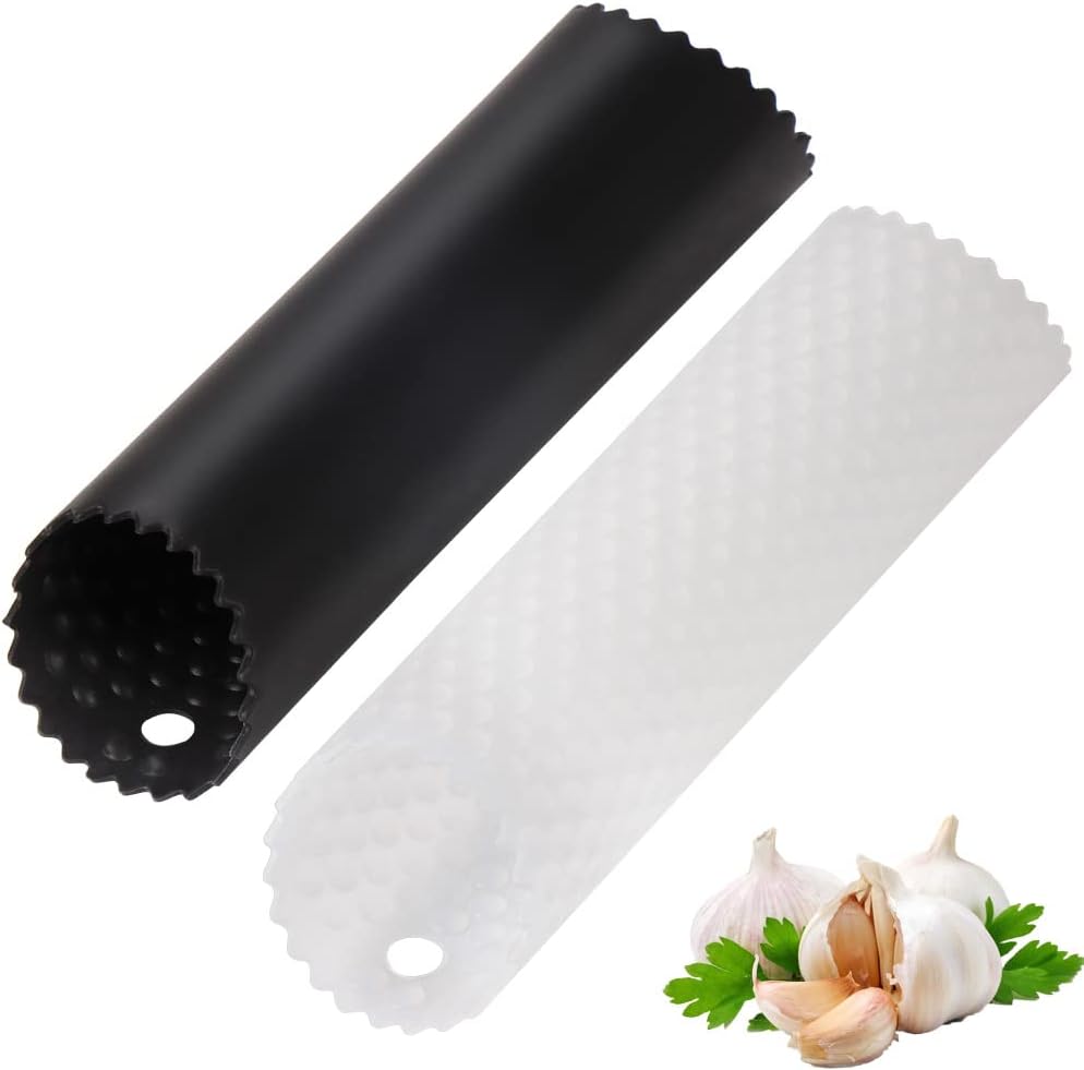 Sinnsally Garlic Peeler Skin Remover Roller Keeper,Easy Quick to Peeled Garlic Cloves with Silicone Tube Roller Garlic Peeling Kitchen Tool(3 Colors)