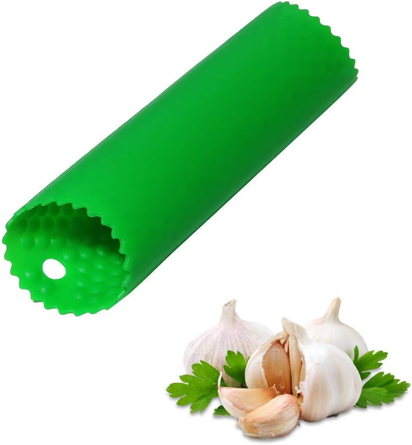 Sinnsally Garlic Peeler Skin Remover Roller Keeper,Easy Quick to Peeled Garlic Cloves with Silicone Tube Roller Garlic Peeling Kitchen Tool(3 Colors)
