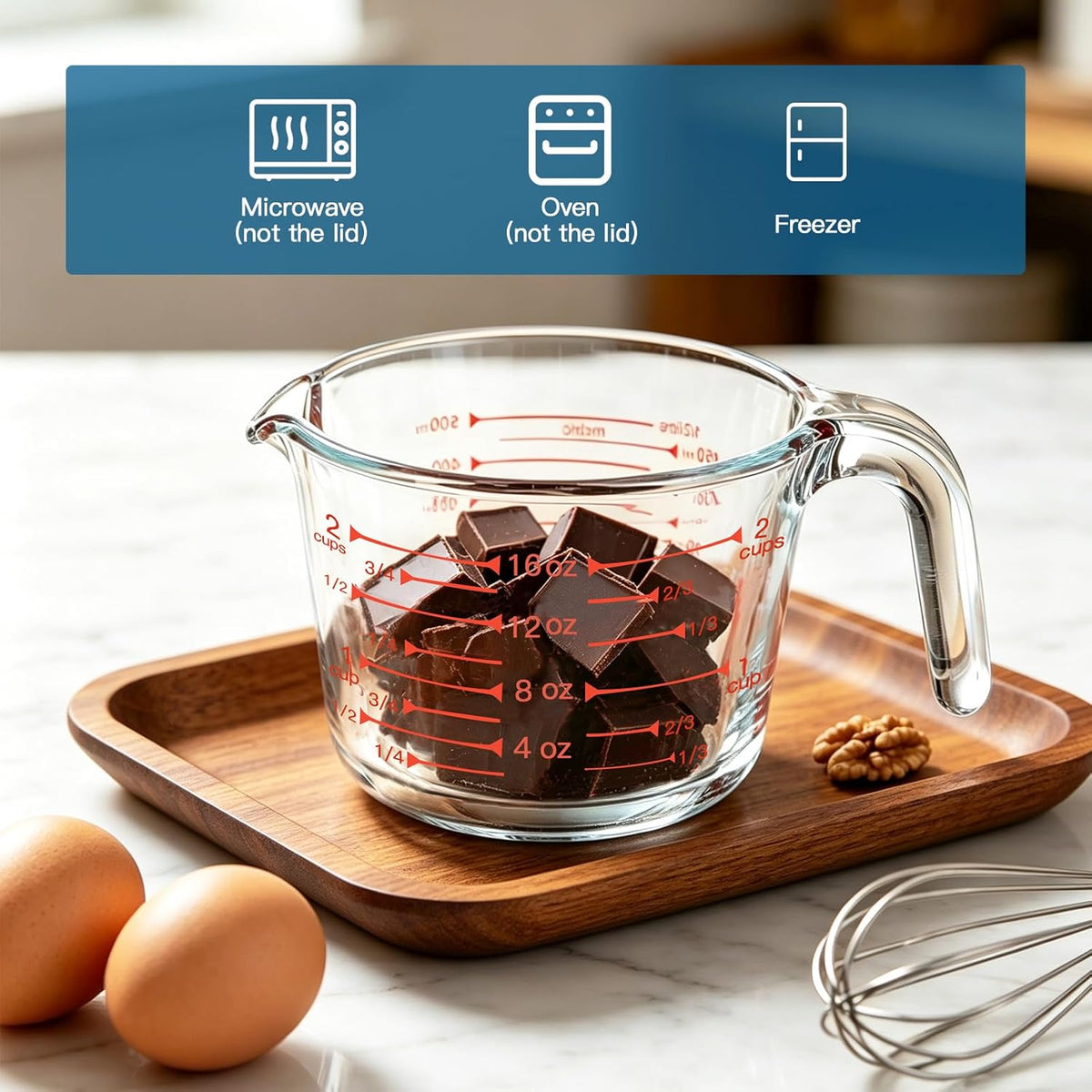 KOMUEE 4 Pieces Glass Measuring Cups Set