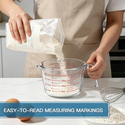 KOMUEE 4 Pieces Glass Measuring Cups Set