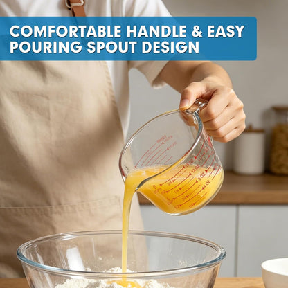 KOMUEE 4 Pieces Glass Measuring Cups Set