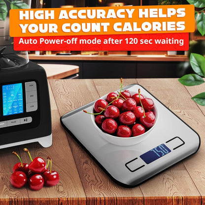 Food Scale with 4-Point Sensor - Kitchen Scales Digital Weight Grams and Ounces, kg, lb, ml, Milk ml with LCD Display, 22lb Load, 0.05oz Increments, Tare & Auto-Off Feature - for Cooking and Backing