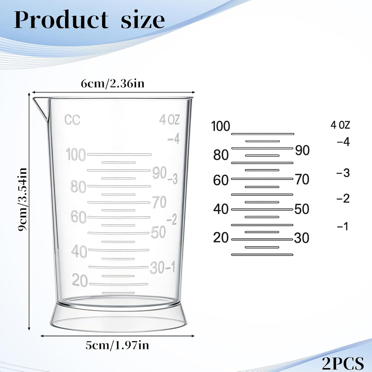 4 Oz Hair Dye Measuring Cups, 2 PCS Plastic Graduated Cup Easy to Read Color Beaker Clear Graduated Mixing Jugs, Plastic Liquid Beaker with Graduate Scale for Salon Use Home DIY Dyeing Tools Kitchen