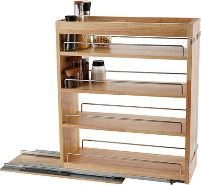 Pull Out Spice Rack Organizer for Cabinet, (5" W x 21.9" D x 25.2" H) Multi-Use Wood Pull Out Cabinet Organizer Slide Out Shelf Cabinet Storage for Kitchen, Pantry Organization