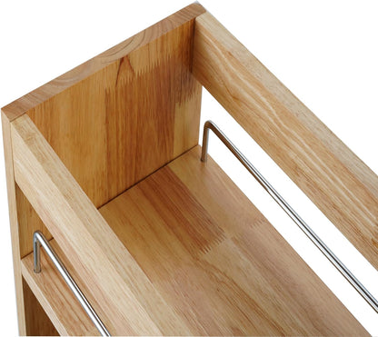 Pull Out Spice Rack Organizer for Cabinet, (5" W x 21.9" D x 25.2" H) Multi-Use Wood Pull Out Cabinet Organizer Slide Out Shelf Cabinet Storage for Kitchen, Pantry Organization