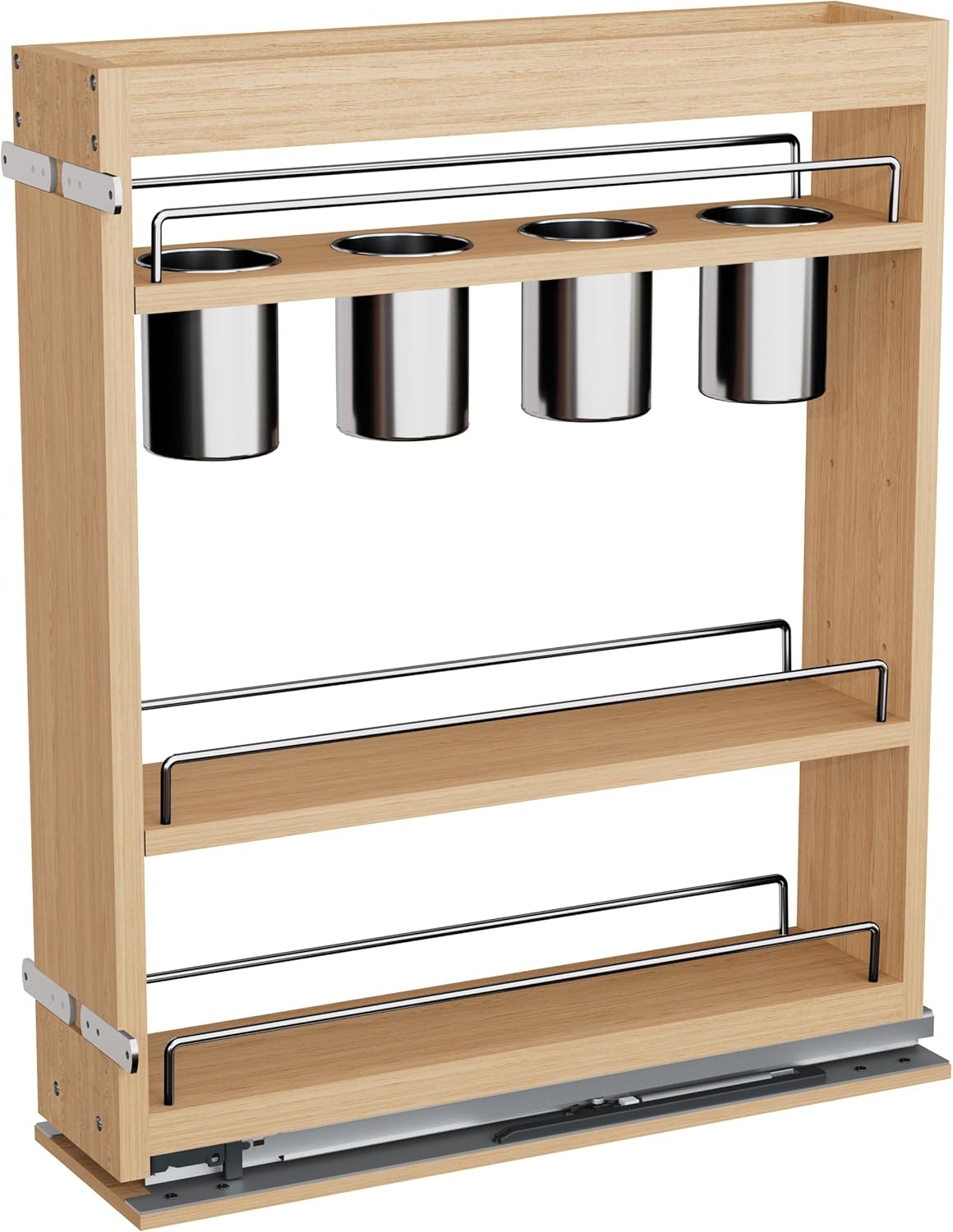 Pull Out Spice Rack Organizer for Cabinet, (5" W x 21.9" D x 25.2" H) Multi-Use Wood Pull Out Cabinet Organizer Slide Out Shelf Cabinet Storage for Kitchen, Pantry Organization