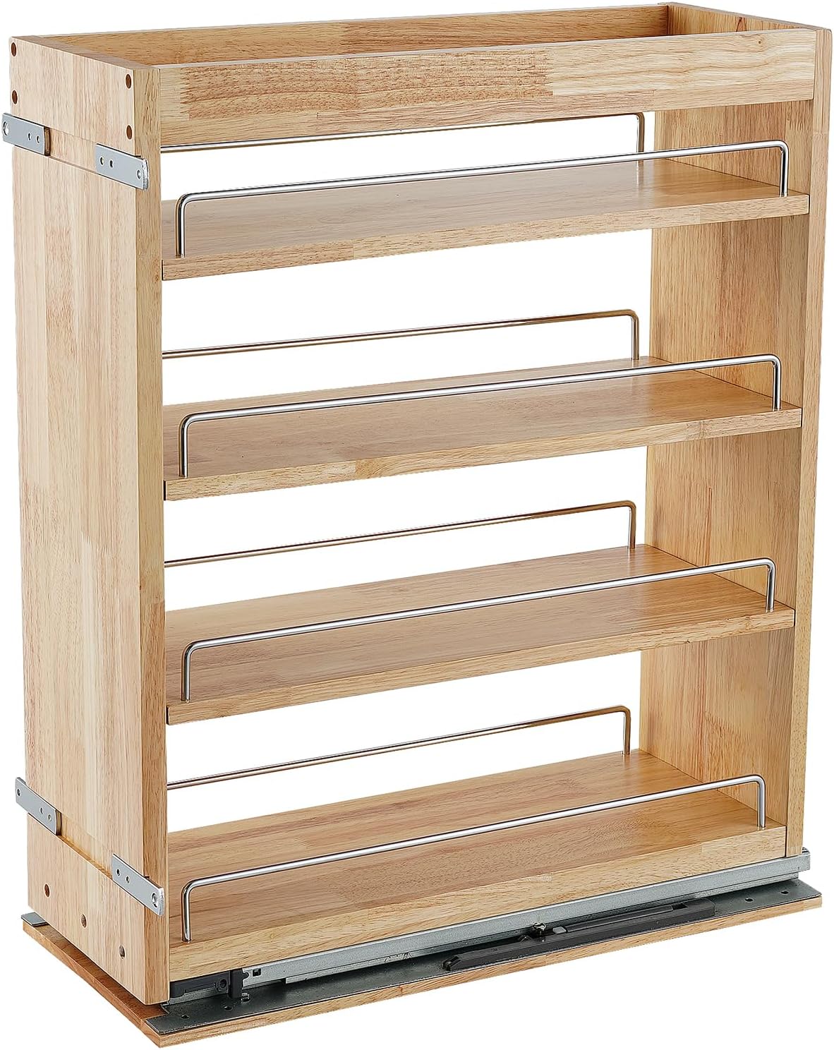Pull Out Spice Rack Organizer for Cabinet, (5" W x 21.9" D x 25.2" H) Multi-Use Wood Pull Out Cabinet Organizer Slide Out Shelf Cabinet Storage for Kitchen, Pantry Organization