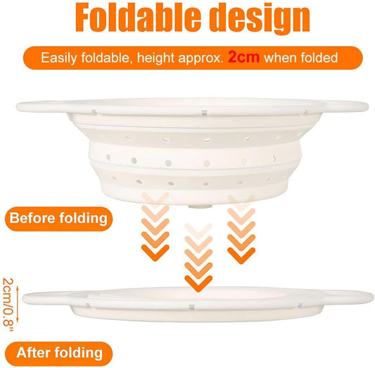 Collapsible Colander Strainer,Foldable Silicone Draining Basket Fast Draining with Carrying Handle for Kitchen Fruits Vegetables