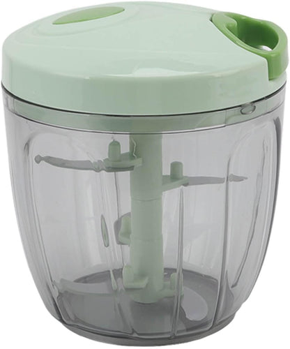 Manual Food Processor Vegetable Chopper, Portable Hand Pull String Garlic Mincer Onion Cutter for Veggies, Ginger, Fruits, etc., 900ml, Green
