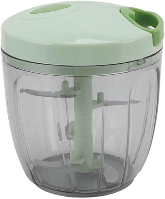 Manual Food Processor Vegetable Chopper, Portable Hand Pull String Garlic Mincer Onion Cutter for Veggies, Ginger, Fruits, etc., 900ml, Green