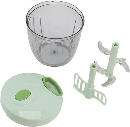 Manual Food Processor Vegetable Chopper, Portable Hand Pull String Garlic Mincer Onion Cutter for Veggies, Ginger, Fruits, etc., 900ml, Green