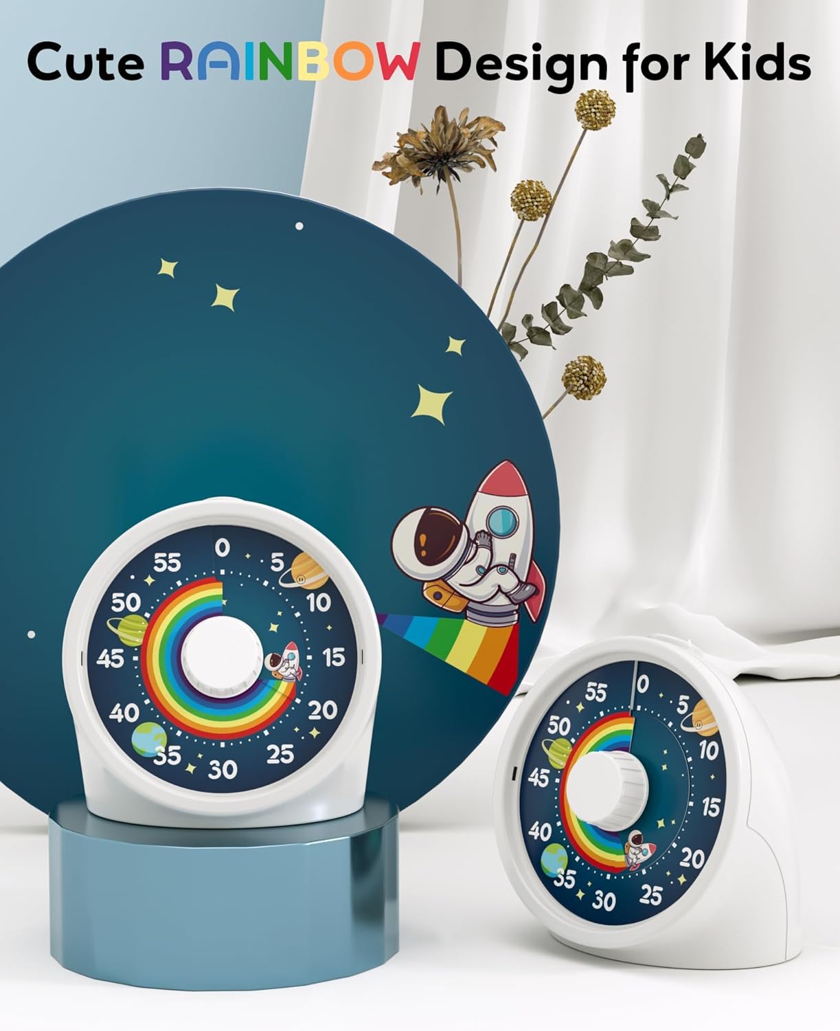 Visual Timer with Pause Button, Time Management Tool, Design for Home, Office and Gift, Rocket