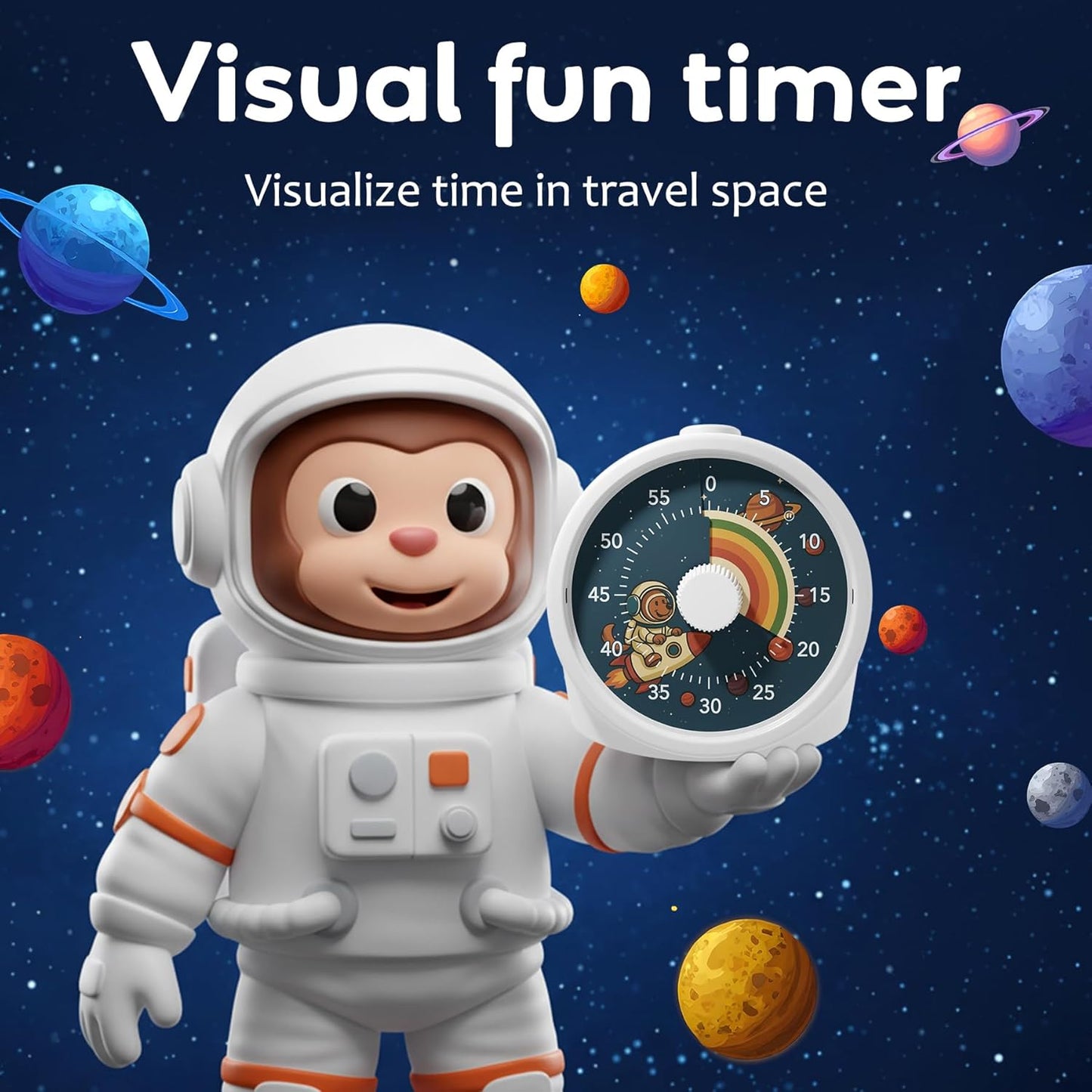 Visual Timer with Pause Button, Time Management Tool, Design for Home, Office and Gift, Rocket