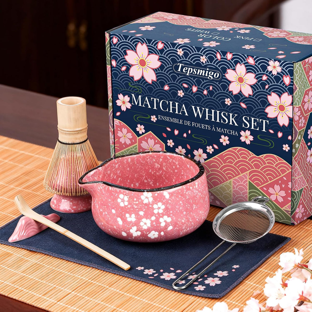 Matcha Whisk Set 7 Pcs Matcha Bowl Bamboo Whisk Kit Gift for Tea Lovers