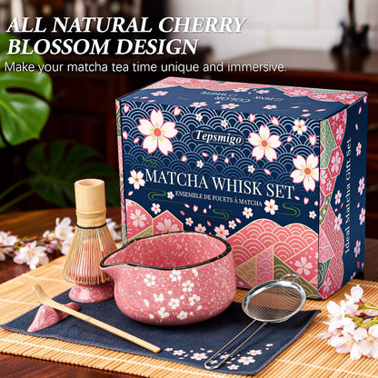 Matcha Whisk Set 7 Pcs Matcha Bowl Bamboo Whisk Kit Gift for Tea Lovers